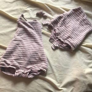 Lulu & Roo Purple mauve striped button romper